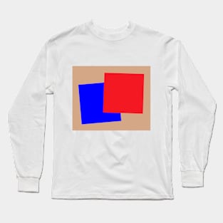 Blue Red Block Design Long Sleeve T-Shirt